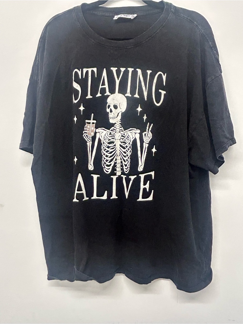 STAYING ALIVE Black Graphic Women’s Halloween T‑Shirt